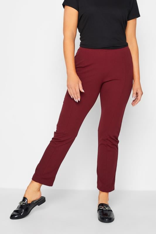 evans M&Co Burgundy Red Stretch Tapered Trousers