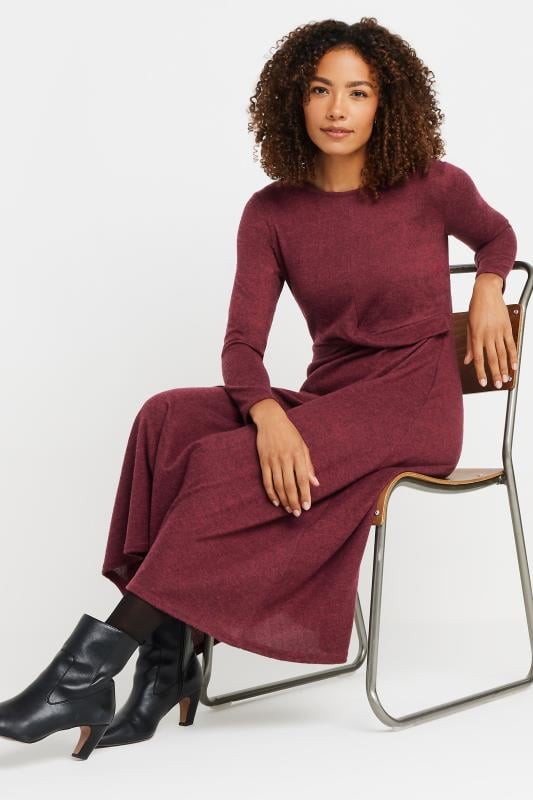Evans M&Co Burgundy Red Twist Front Maxi Dress