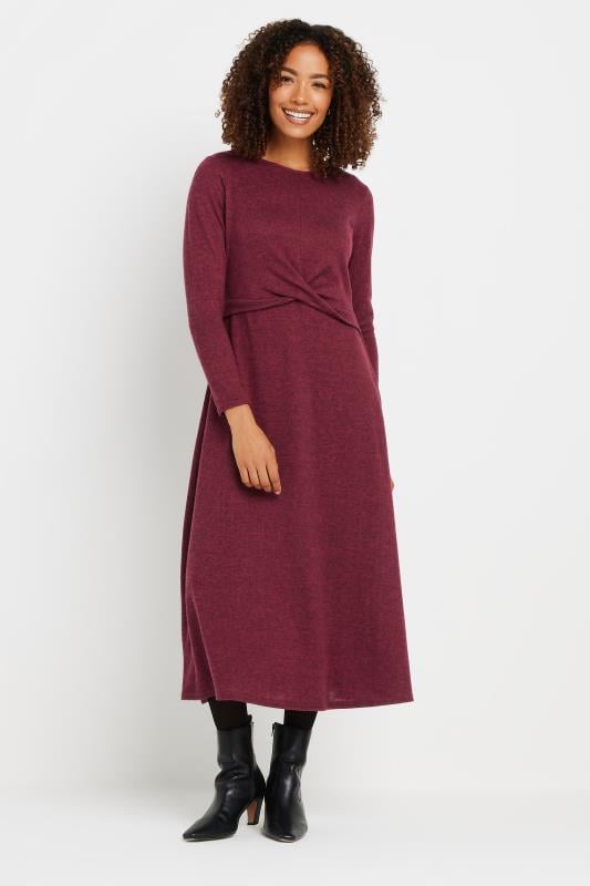 evans M&Co Burgundy Red Twist Front Maxi Dress