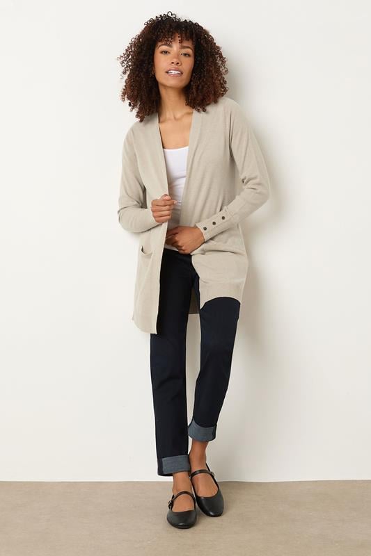 Evans M&Co Camel Brown Button Detail Midi Cardigan