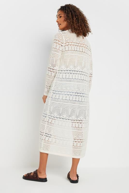 Evans M&Co Cream Longline Crochet Cardigan