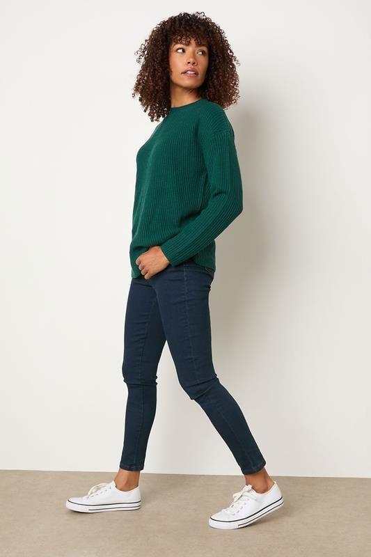 Evans M&Co Dark Green Funnel Neck Knitted Jumper