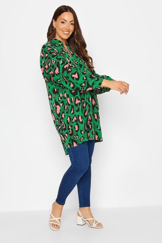 Evans M&Co Dark Green Leopard Print Blouse