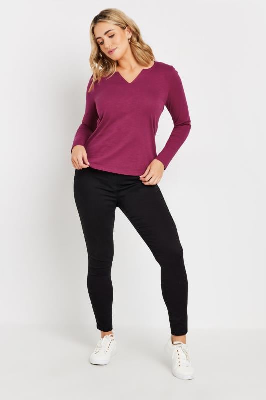 Evans M&Co Dark Pink Cotton Notch Neck Top