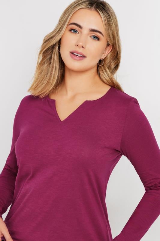 Evans M&Co Dark Pink Cotton Notch Neck Top