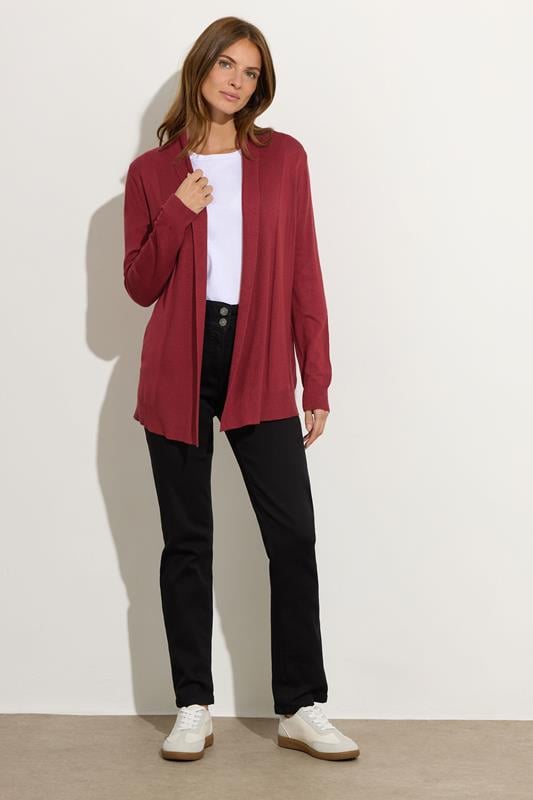 Evans M&Co Dark Red Shawl Collar Cardigan