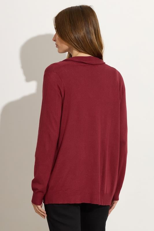 Evans M&Co Dark Red Shawl Collar Cardigan