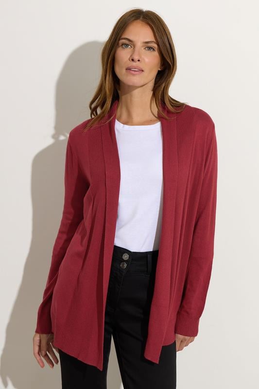 evans M&Co Dark Red Shawl Collar Cardigan