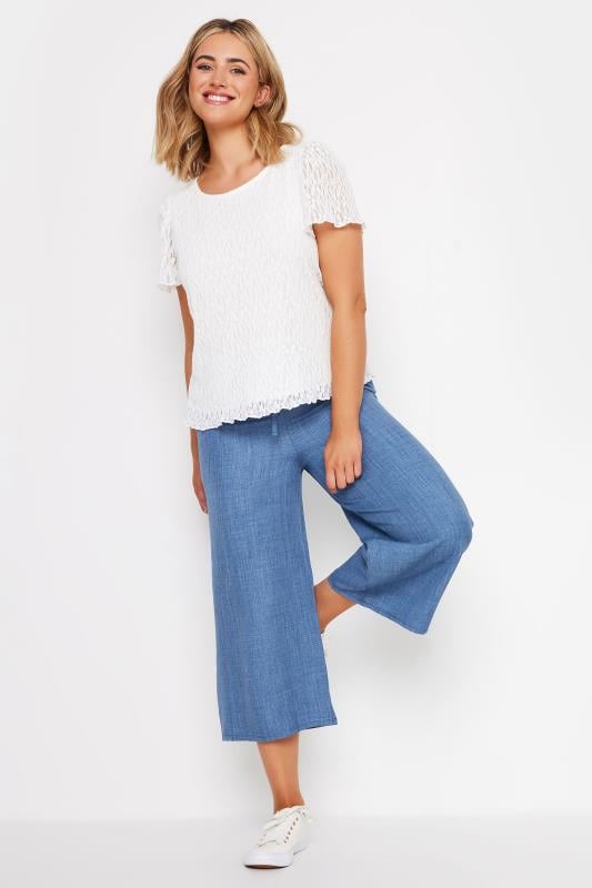 Evans M&Co Denim Blue Linen Look Culottes