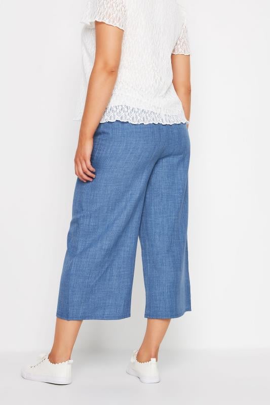 Evans M&Co Denim Blue Linen Look Culottes