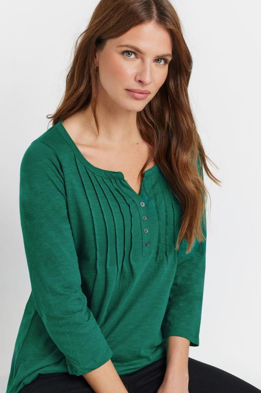 Evans M&Co Green Cotton Henley Top