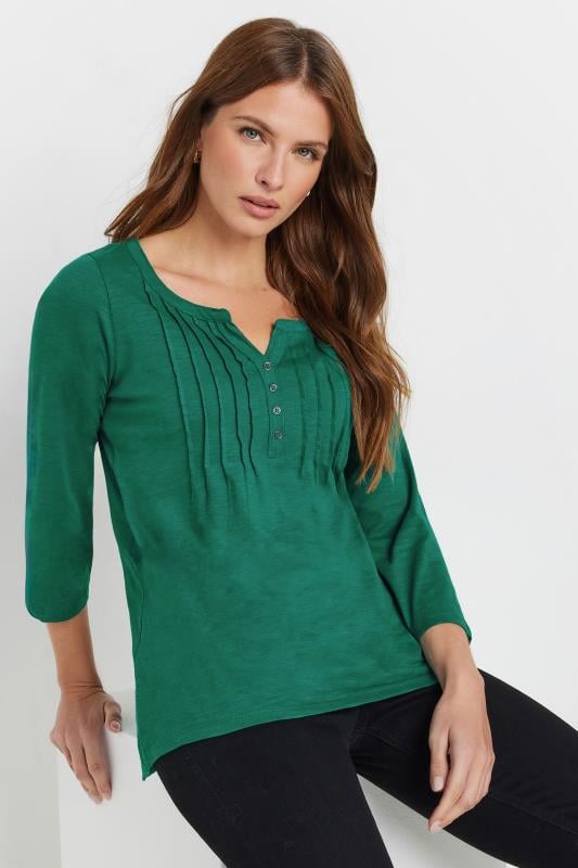 evans M&Co Green Cotton Henley Top