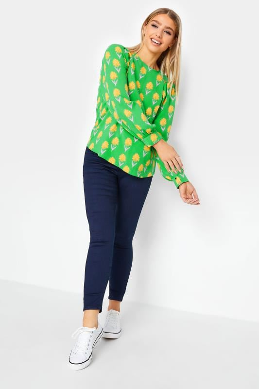 Evans M&Co Green Floral Print Long Sleeve Blouse