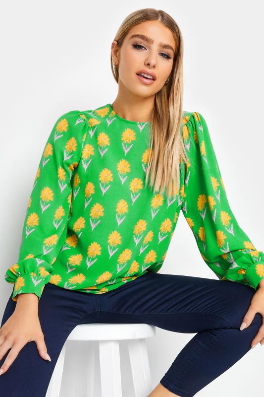 evans M&Co Green Floral Print Long Sleeve Blouse