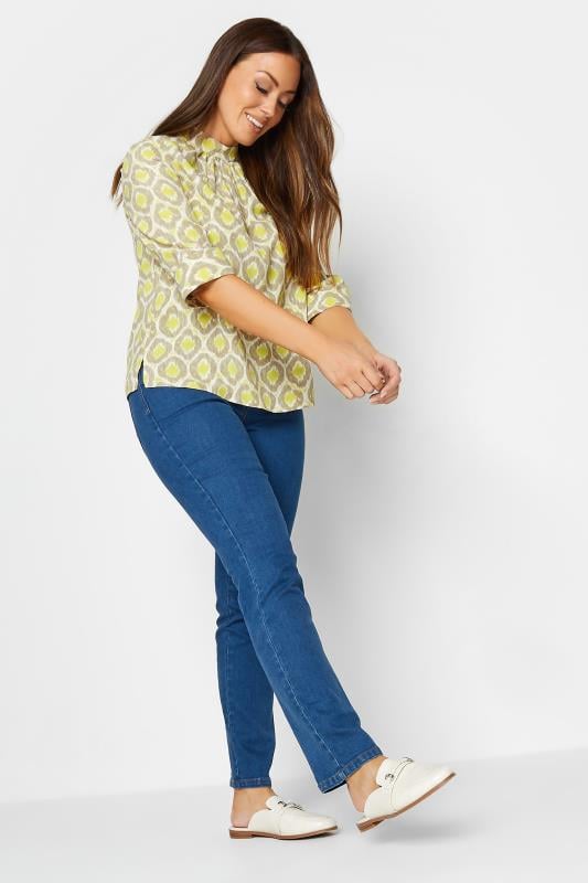 Evans M&Co Green Geometric Print High Neck Blouse