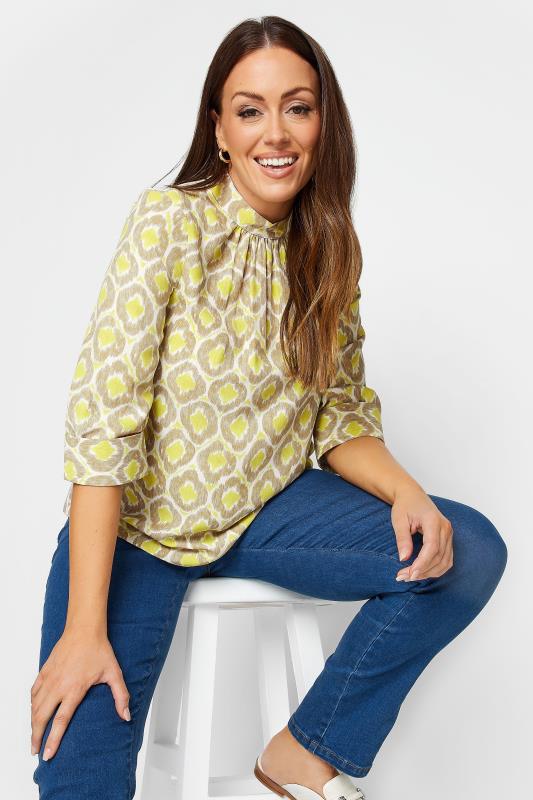 evans M&Co Green Geometric Print High Neck Blouse