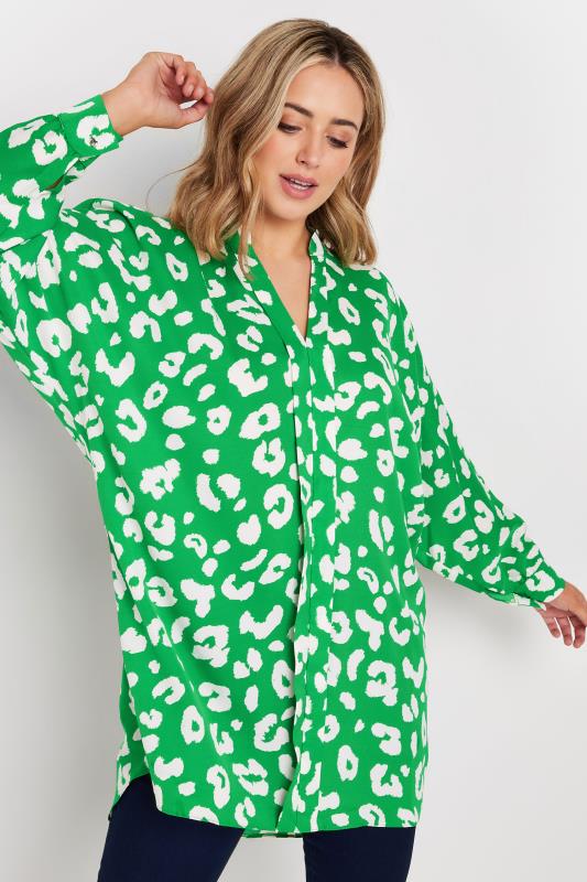 evans M&Co Green Leopard Print Blouse