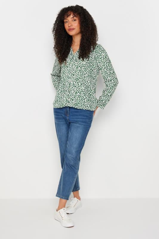 Evans M&Co Green Leopard Print Long Sleeve Blouse