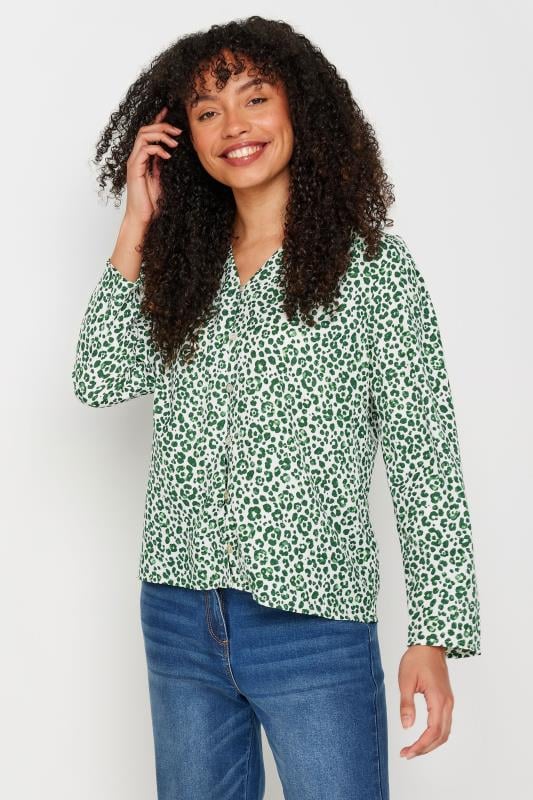 evans M&Co Green Leopard Print Long Sleeve Blouse