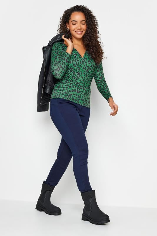 Evans M&Co Green Leopard Print Wrap Top