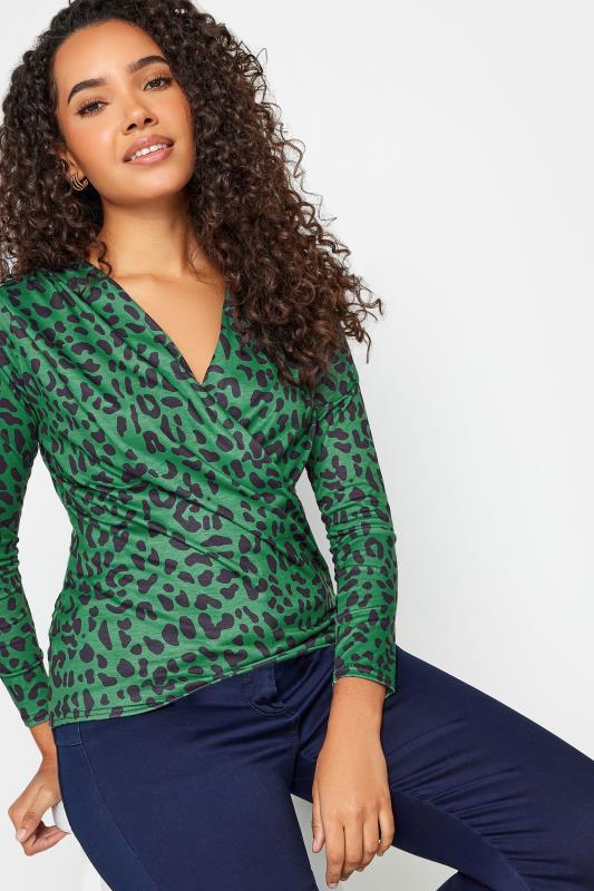 Evans M&Co Green Leopard Print Wrap Top