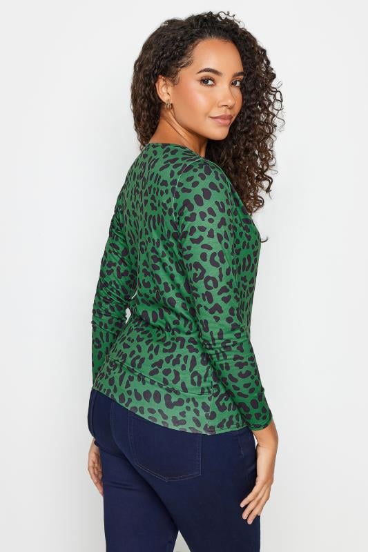 Evans M&Co Green Leopard Print Wrap Top