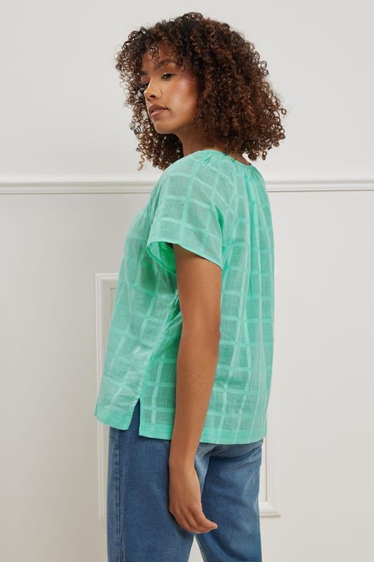 Evans M&Co Green Notch Neck Dobby Blouse