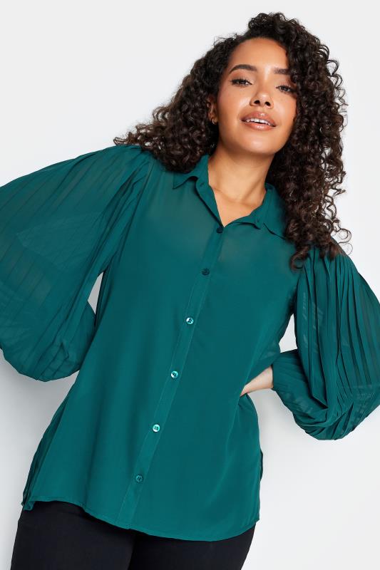 Evans M&Co Green Pleat Sleeve Shirt