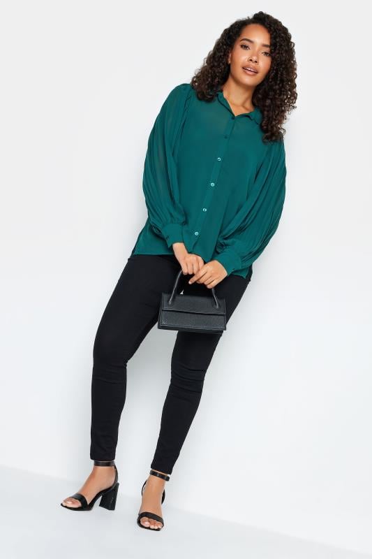 Evans M&Co Green Pleat Sleeve Shirt