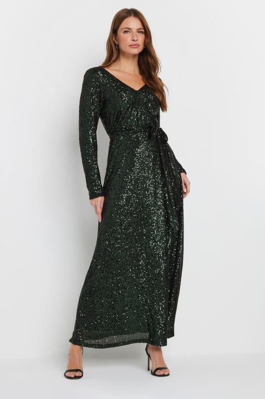 Evans M&Co Green Sequin V-Neck Maxi Dress