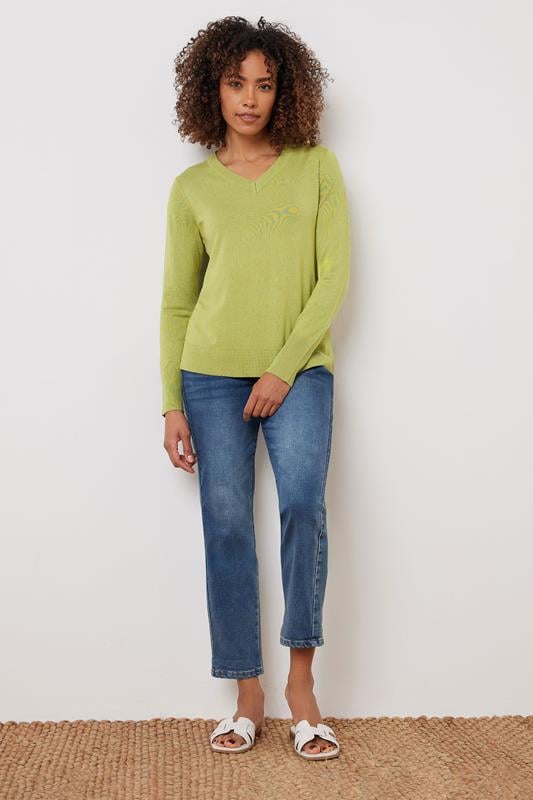 Evans M&Co Green V-Neck Long Sleeve Jumper