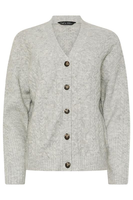 Evans M&Co Grey Button Up Cable Knit Cardigan