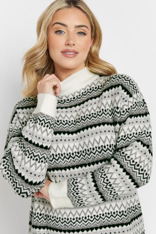 Evans M&Co Grey Fairisle Tunic Jumper Dress