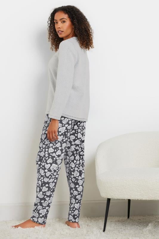 Evans M&Co Grey Heart Print Borg Pyjama Lounge Set