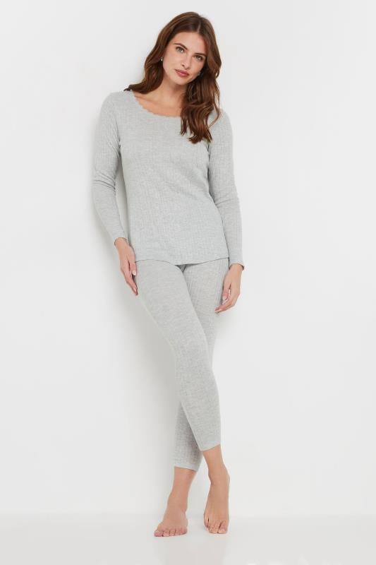 Evans M&Co Grey Pointelle Long Sleeve Thermal Top
