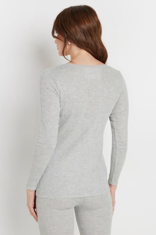 Evans M&Co Grey Pointelle Long Sleeve Thermal Top