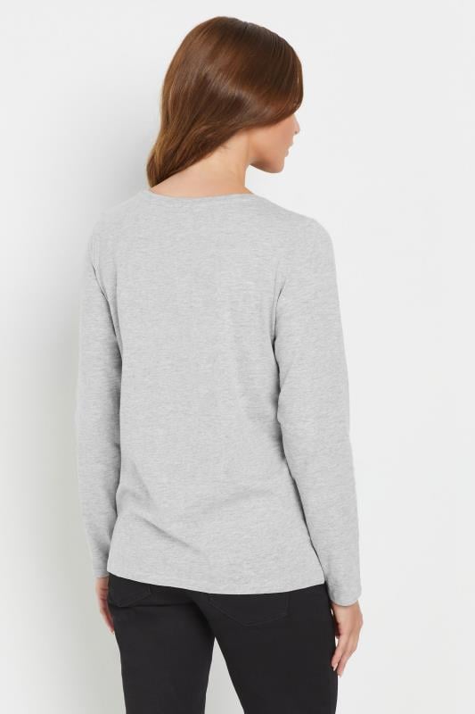 Evans M&Co Grey V-Neck Long Sleeve T-Shirt