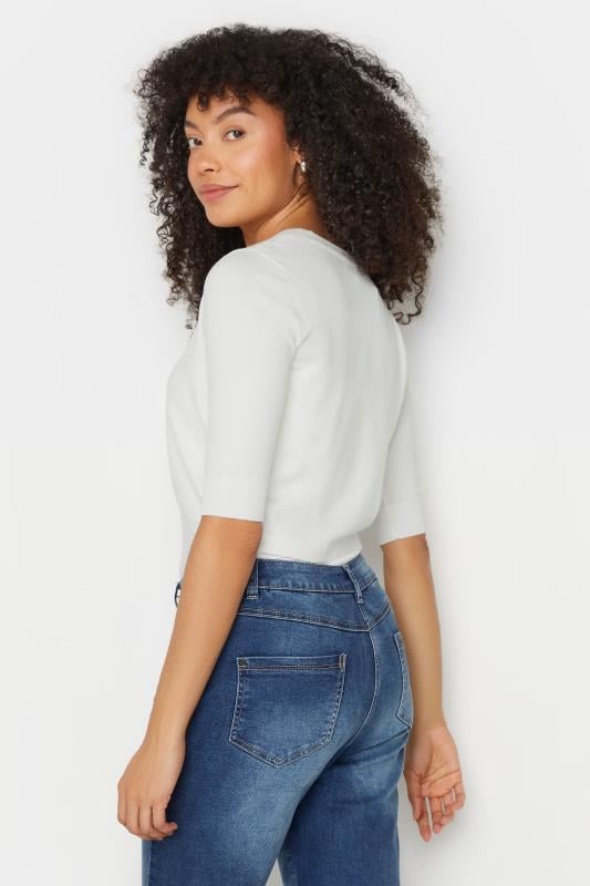 Evans M&Co Ivory White Cropped Cardigan