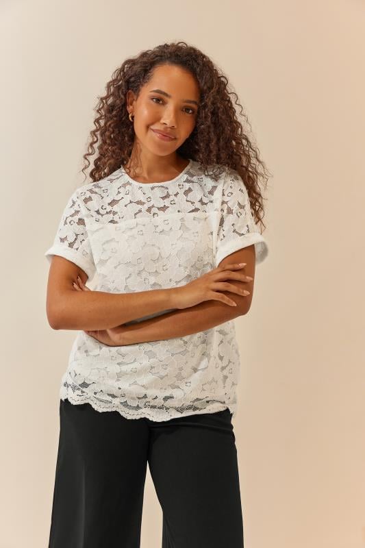 evans M&Co Ivory White Lace Blouse