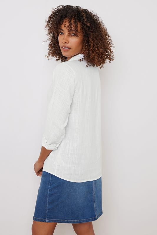 Evans M&Co Ivory White Pintuck Detail Linen Shirt