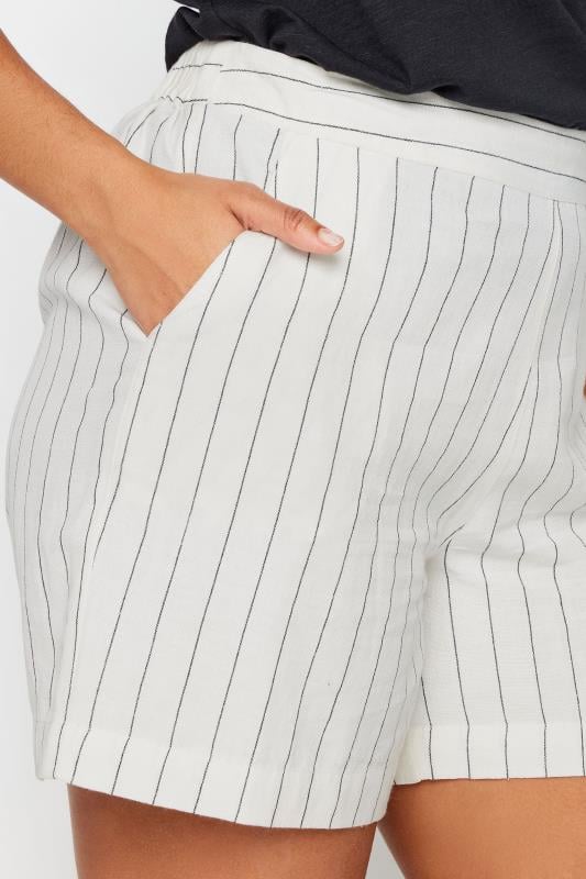 Evans M&Co Ivory White Stripe Print Linen Shorts