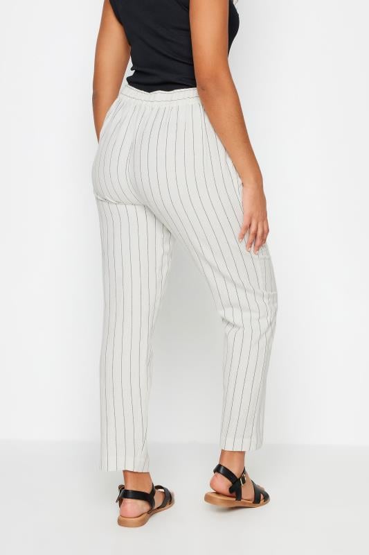 Evans M&Co Ivory White Stripe Print Linen Trousers