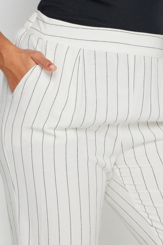 Evans M&Co Ivory White Stripe Print Linen Trousers