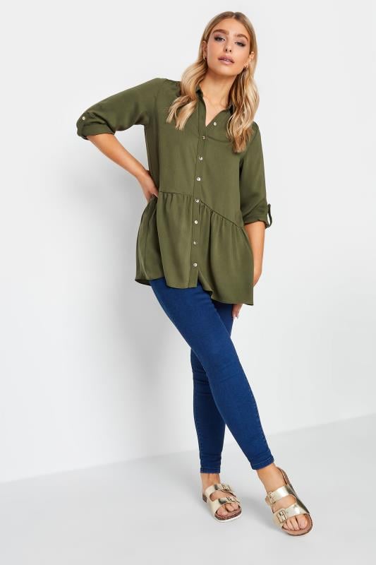 Evans M&Co Khaki Green Frill Hem Shirt