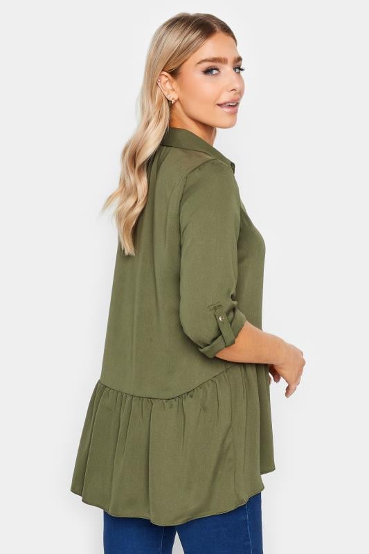 Evans M&Co Khaki Green Frill Hem Shirt