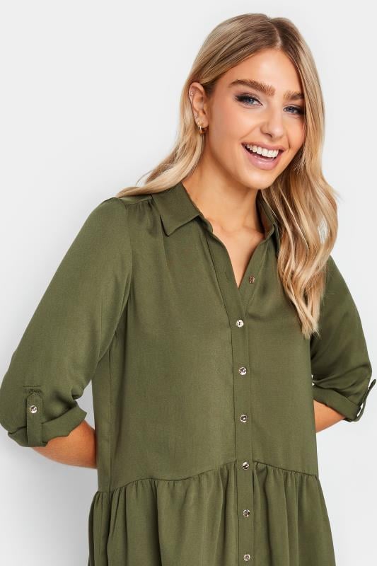 Evans M&Co Khaki Green Frill Hem Shirt