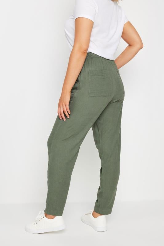 Evans M&Co Khaki Green Linen Joggers