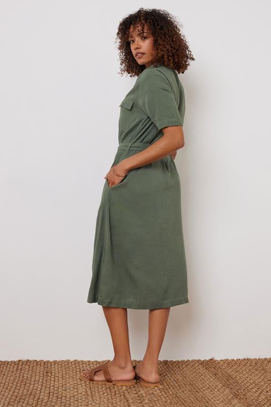 Evans M&Co Khaki Green Linen Shirt Dress
