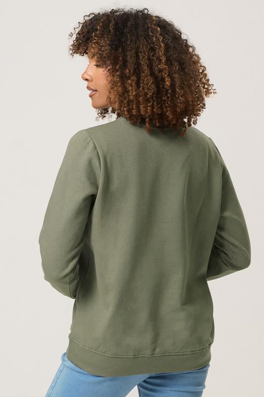 Evans M&Co Khaki Green Zebra Star Print Sweatshirt