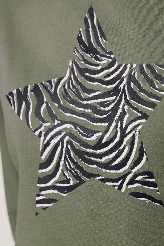 Evans M&Co Khaki Green Zebra Star Print Sweatshirt